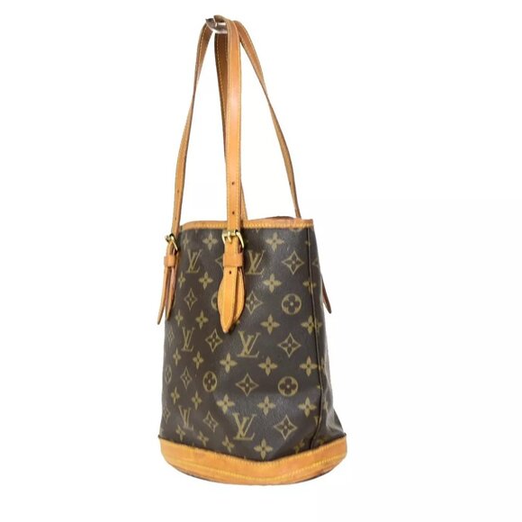 LOUIS VUITTON BUCKET PM Shoulder Tote Bag Monogram Leather Brown M42238 31FA771 - Picture 4 of 13